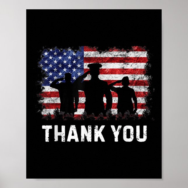 Thank You Patriotic Shirts Memorial Day 4th Of Jul Poster (Front)