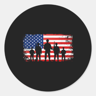 Thank You Patriotic Veteran Memorial Day 4th Of Ju Classic Round Sticker