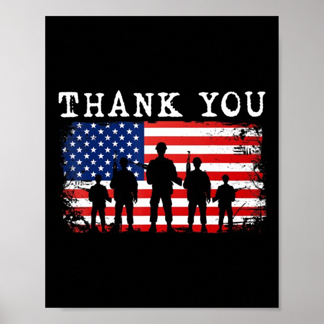 Thank You Patriotic Veteran Memorial Day 4th Of Ju Poster (Front)
