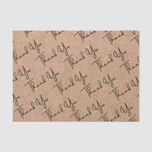 thank you pattern kraft brown tissue paper