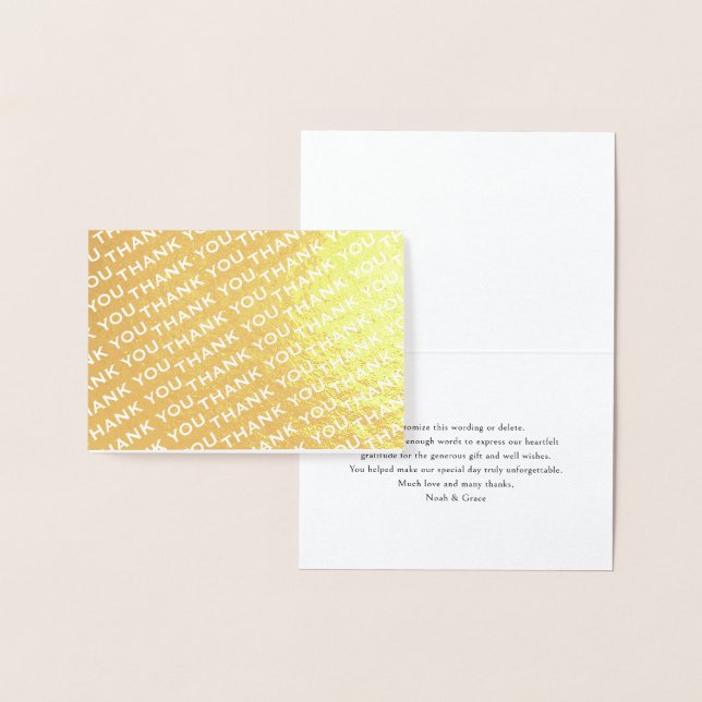 Thank You Pattern Simple Minimal Typography Folded Foil Card (Display)