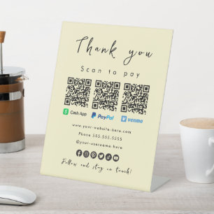 Thank You Paypal Cash App Venmo Soft Groovy Pedestal Sign