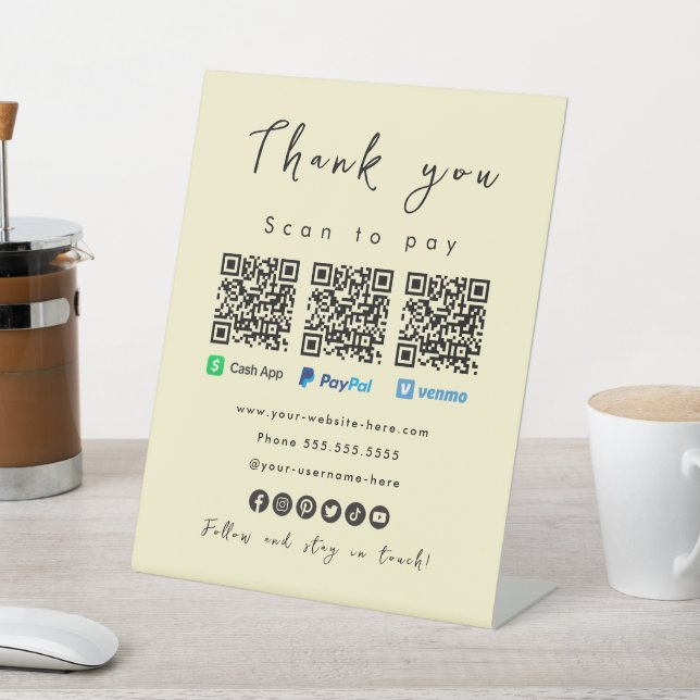 Thank You Paypal Cash App Venmo Soft Groovy Pedestal Sign (In SItu)