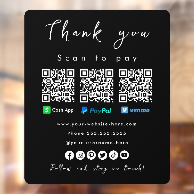 Thank You Paypal Venmo Cash App Qr Code Black (Sheet 2)
