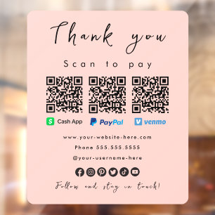 Thank You Paypal Venmo Cash App Qr Code Blush Pink