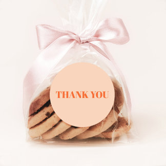 Thank You Peach and Orange Classic Round Sticker