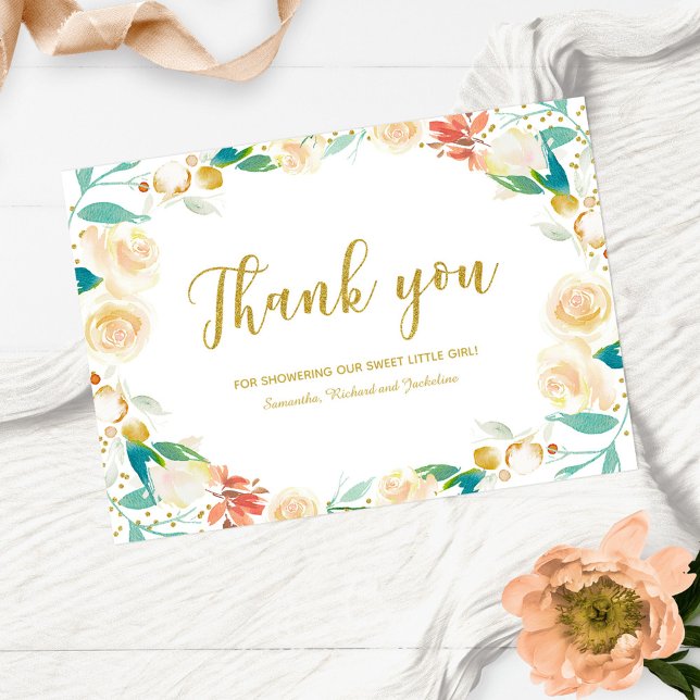 Thank You Peach Floral Wreath Baby Shower (Creator Uploaded)