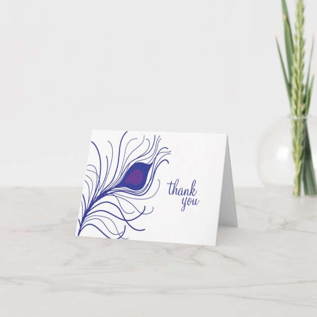 Thank You Peacock Feather Purple Card (Front)