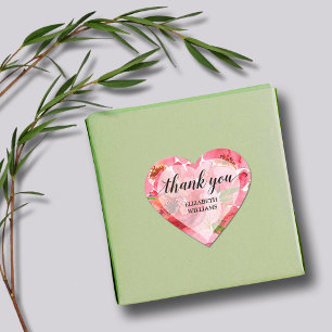 Thank You Peony Flowers Heart Sticker