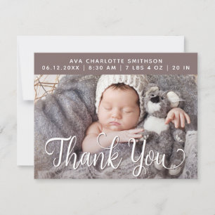 Thank You Personalised Birth Announcement Card