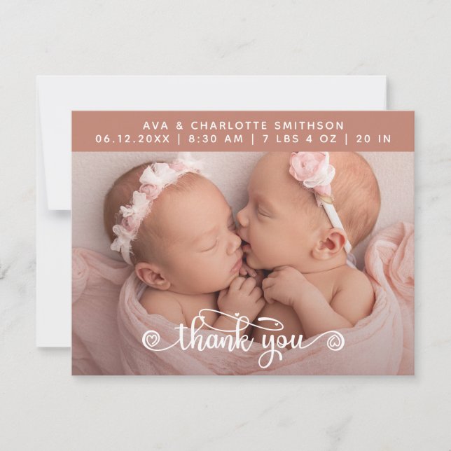     Thank You Personalised Birth Announcement Card (Front)