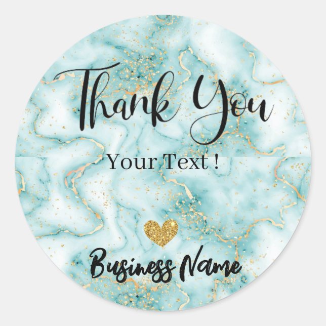 Thank You Personalised Blue Gold  Classic Round Sticker (Front)