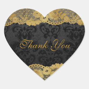 Thank You Personalised Golden Black Lace Sticker