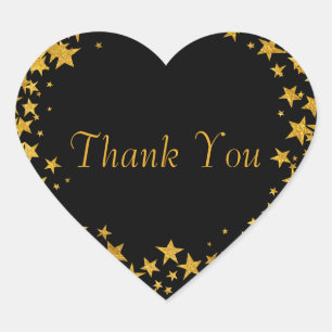 Thank You Personalised Golden Stars Black Sticker