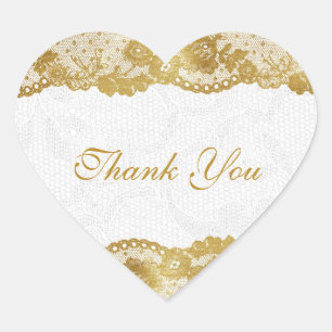 Thank You Personalised Golden White Lace Sticker