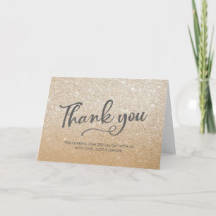 Thank you personalised greeting card gold glitter