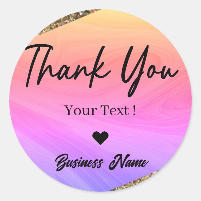 Thank You Personalised Pastel Holographic  Classic Round Sticker (Front)