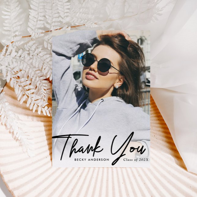 thank you personalised script overlay graduation postcard (Creator Uploaded)
