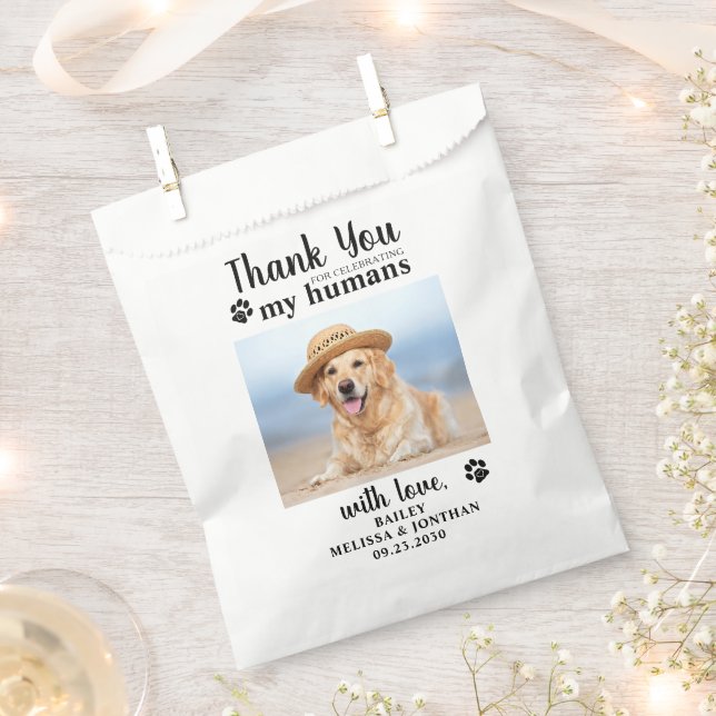 Thank You Pet Photo Dog Treat Wedding Doggie Favour Bag (Clipped)