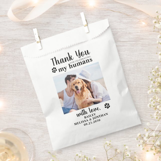 Thank You Pet Photo Doggie Dog Treat Wedding Favour Bag (Clipped)
