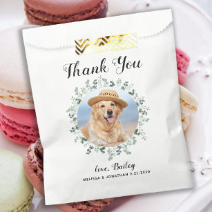 Thank You Pet Photo Eucalyptus Dog Treat Wedding Favour Bag