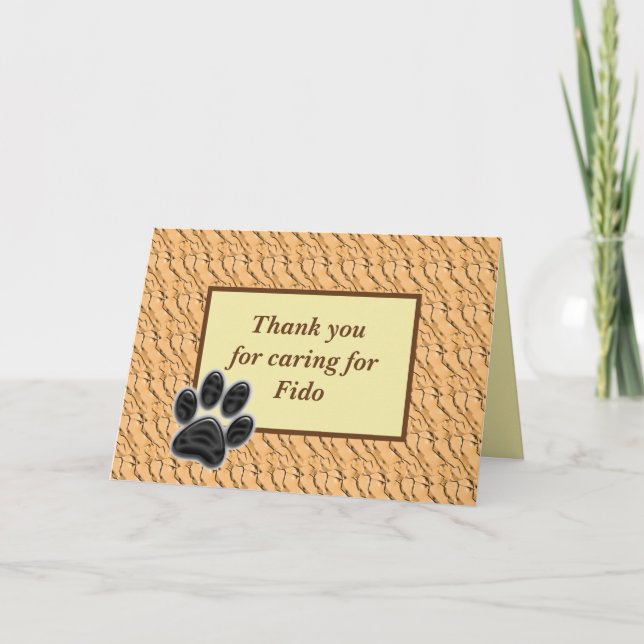 Thank You Pet Sitter Light Brown with Paw Print Card (Front)