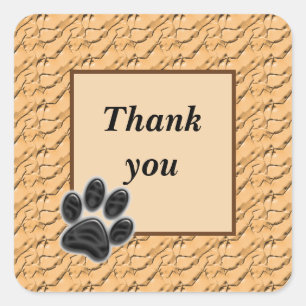 Thank You Pet Sitter Paw Print Light Brown Pattern Square Sticker