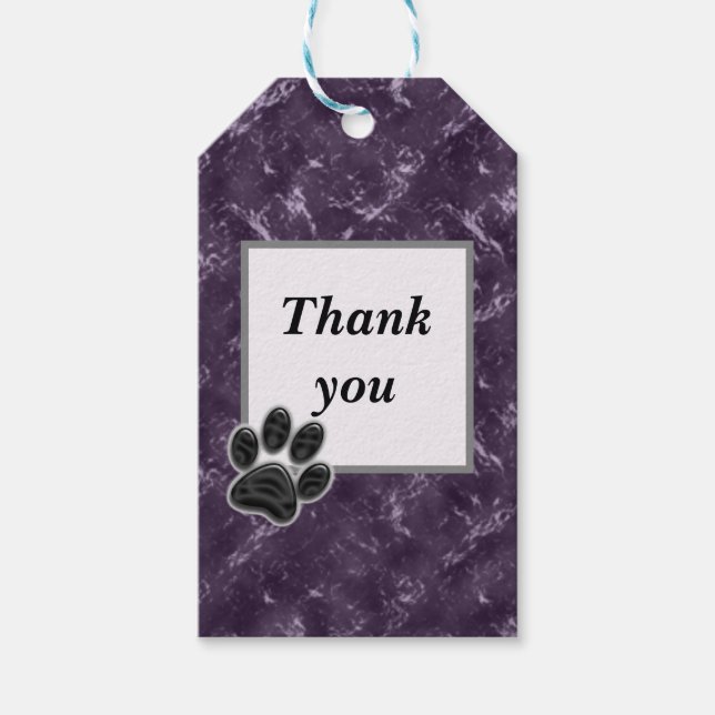 Thank You Pet Sitter Rich Purple Marbled Gift Tags (Front)