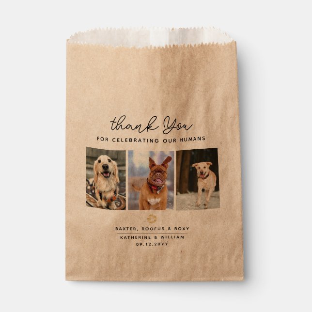 Thank You Pet Theme 3 Photo Paw Print Favour Bag (Front)
