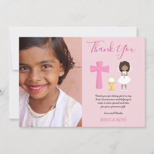 THANK YOU PHOTO 1st Communion - GIRL PINK