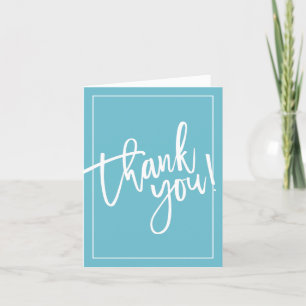 THANK YOU PHOTO CARD hand lettered bold turquoise