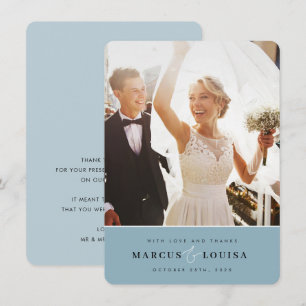 THANK YOU photo elegant cute ampersand dusty blue Card