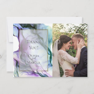 THANK YOU    PHOTO FRAME Deep Plum Purple Abstract Card