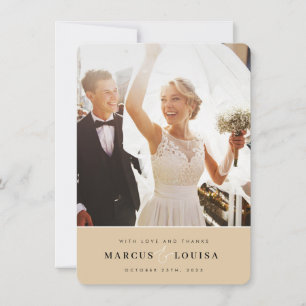 THANK YOU photo modern elegant ampersand beige Card