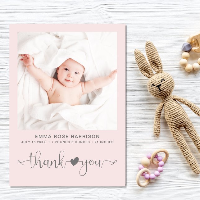 Thank You Photo Pink Girl Birth Announcement (A beautiful and unique way to thank family and friends and introduce them to your precious baby girl)
