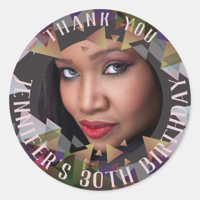 Thank You PHOTO Stickers Mauve Taupe Polygon (Front)