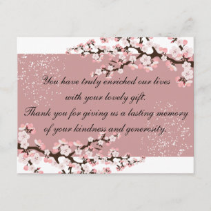Thank You Photo Wedding Card Rose Cherry Blossoms