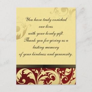 Thank You Photo Wedding Card Rouge & Gold Floral