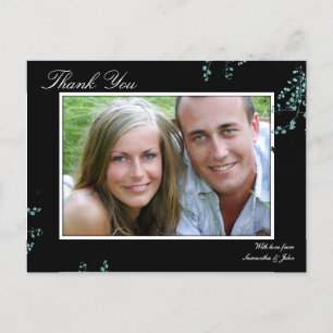 Thank You Photo Wedding Postcard Teal Floral