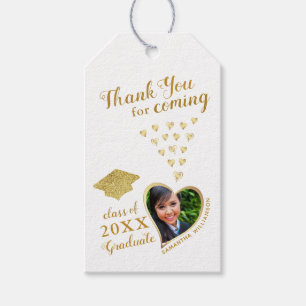 Thank You Photo White and Gold 2025 Graduation Gift Tags