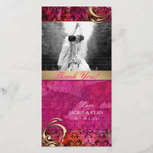 Thank You Photocard Indian Damask Pink Gold Card
