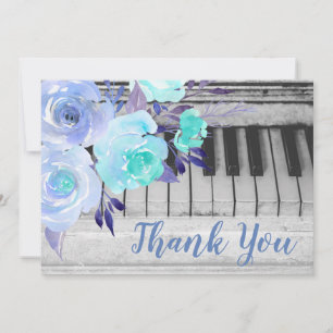 thank you piano blue watercolor flowers