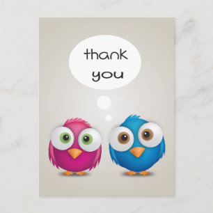 Thank You Pink and Blue Lovebirds Post Card