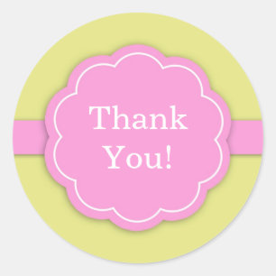 Thank You Pink Baby Shower Sticker