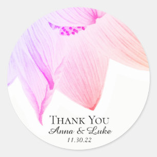 *~* Thank You Pink &  Blue Ombre Lotus Classic Round Sticker