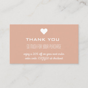 Thank You Pink Discount Heart Business Card