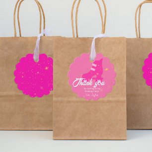 Thank You Pink Doll Birthday Party, Rollerblade Favour Tags