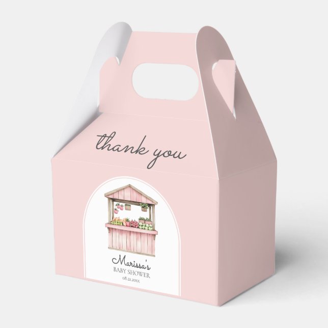 Thank You Pink Farmers Market Baby Shower Favour Box (Front Side)