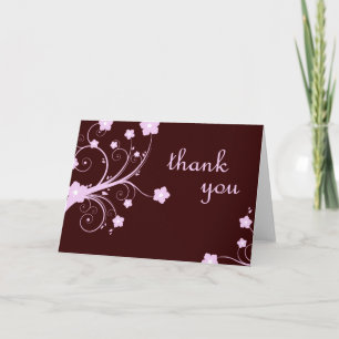 thank you : pink flowers : card