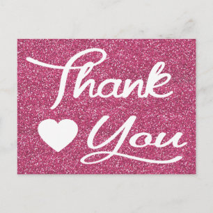 Thank You Pink Fuchsia Heart Post Card